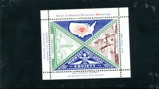 Vintage Poster Stamp Midwest Philatelic Society 1939 Heart Of America Kansas Cty