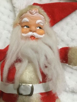 Vintage Santa Claus Christmas Red Felted Suit Rubber Face 7 “ Japan