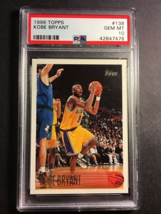 1996 Topps 138 Kobe Bryant Rookie Card Psa 10