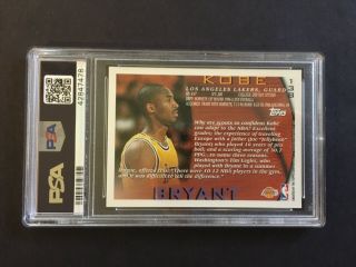 1996 Topps 138 Kobe Bryant rookie card PSA 10 2