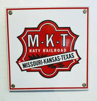 Authentic Vintage Heavy Metal Enameled Porcelain Sign - Mkt Katy Railroad