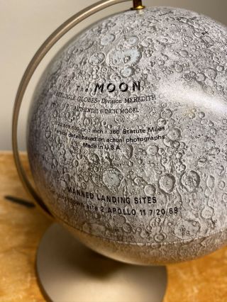 Vintage 1960s 6 Inch Metal The Moon Globe By Replogle W/ Box