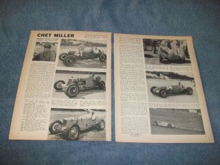 1950 Vintage Profile Article On Indy 500 Race Car Driver Chet Miller