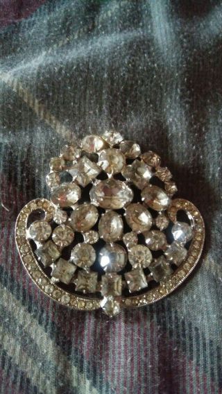 Vtg Designer Signed Weiss Co Radiant Silver Tone Costume Statement Pin Brooch