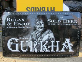 Vintage Rare Gurkha Cigar Metal Sign Tobacco K Hansotia & Co 32 " X 19 "