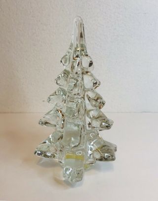 Vintage Enesco Solid Clear Glass Christmas Tree 6 Inches Tall