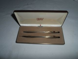 Vintage Cross 10k Gold Filled Pen Pencil Set With Case Usa Hamilton Standard