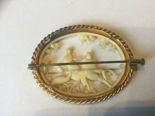 Vintage Art Deco Jewellery French Carved Celluloid Courting Couple Brooch Pin 2