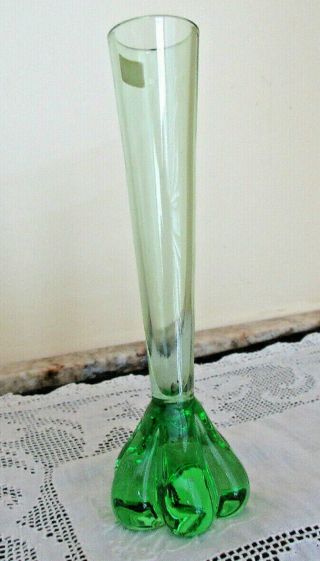 Vintage Seda Sweden Green Art Glass Bud Vase Sticker Attached