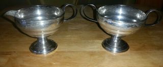 Vintage Weighted Sterling Silver Creamer and Sugar Bowl 132 grams=4.  8 oz. 2