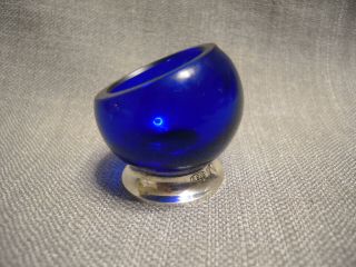 Antique Art Deco German Cobalt Blue Glass & Silver Sterling Eye Wash Cup