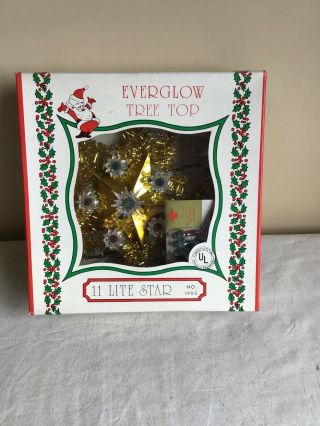 Vintage Everglow Gold Tree Top Eleven Lite Star No 1900 With Box