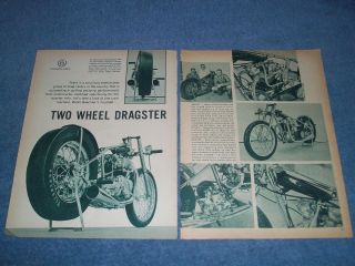 1961 Triumph Powered Drag Bike Vintage Article " Two Wheel Dragster "