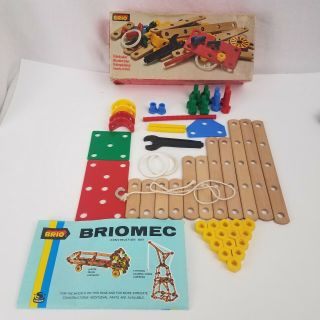 Vintage Brio Briomec 1 Builder Wooden Building Construction Set Blocks,  54 Piece