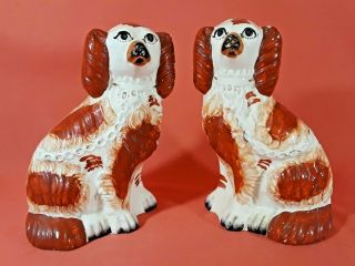 Antique Late 19th C Staffordshire Dogs Spaniels Figurines