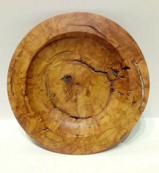 Finely Turned Vintage Burl Wood Bowl.  Artisan Treen Plate