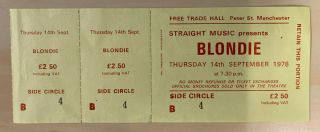 Vintage Concert Gig Ticket - Blondie - Trade Hall,  Mcr 1978 D Harry