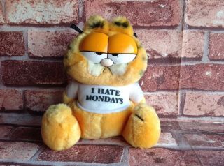 Retro Garfield Doll Plush Toy With Tshirt Large Vintage Garfield I Hate Mondays