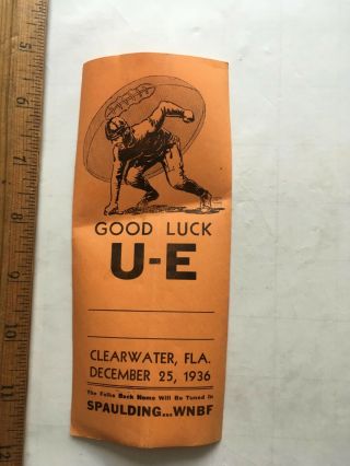 1936 Good Luck U - E Sticker.  Union - Endicott High School Football Team.