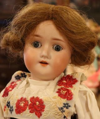 Antique 18 " C1890 German Bisque Doll Schoenau Hoffmeister Dressed Beautifully