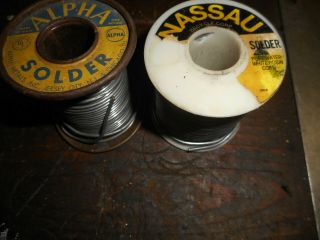 Vintage Nassau Pure Water White C Rosin Core Solder Spool,  alpha 1 3/4lb 3