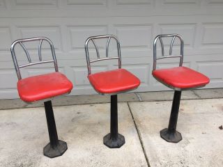 Vintage Old Time Soda Fountain/ice Cream Palor Art Deco Stools From The 50’s