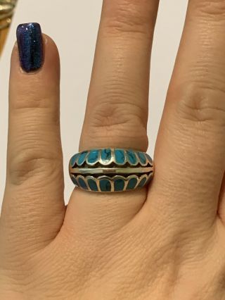 Vintage Sterling Silver & Turquoise Ring Size 9