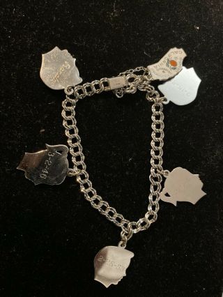 Vtg Sterling Silver 6 Charm Bracelet Silhouette Charms Signed Elco