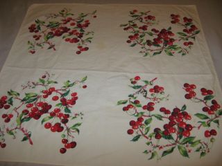 Vintage Wilendur Tablecloth Cherries 43 " Square