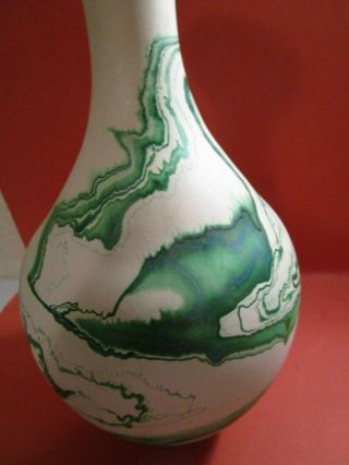 Vintage Nemadji Art Pottery Vase Marbled Swirled Green 13 - 1/2 " Southwest Decor