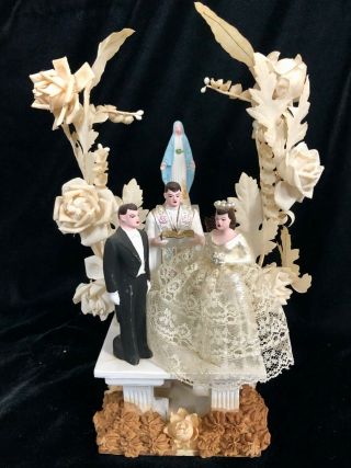 Vintage Catholic Wedding Cake Topper 1940 