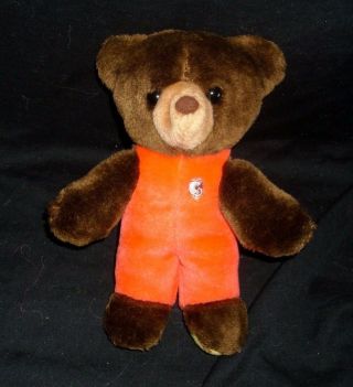 9 " Vintage 1982 Gund Baby Brown Teddy Bear Stuffed Animal Plush Toy Red Outfit