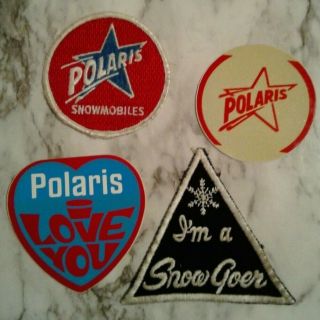 Vntg Polaris Snowmobile Embroidered 2 Patches & 2 Stickers 1960 - 70 