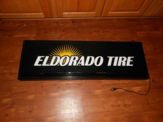 Vintage Eldorado Tire Lighted Advertising Shop Sign Gas And Oil
