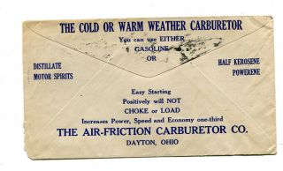 Vintage Advertising Envelope Cover AIR FRICTION CARBURETOR Dayton OH 1916 Cars 2