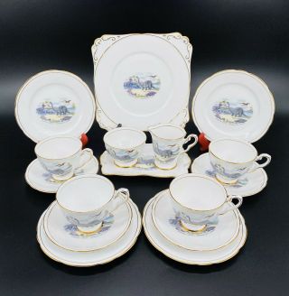 Royal Stafford Dinosaur Tea Set for 4 Cake Sugar Creamer Set Bone China England 3