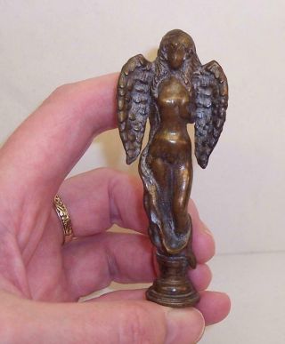 Vintage/antique Solid Bronze Nude Female Angel Sculpture Pipe Tamper Signed