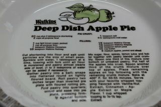 VINTAGE WATKINS Ceramic Deep Dish Apple Pie 11 inch Pan Plate 1982 2