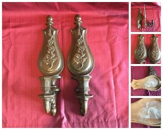 Dart Ind 4015 Faux Wood Grain Mid Century Modern Wall Candle Sconces Vtg Mcm