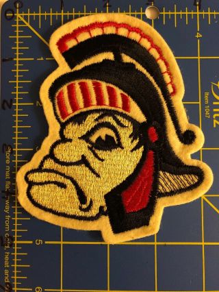 Vintage Spartans Logo Patch Sparty Red Black Greece Greek Mascot College Ncaa Hs