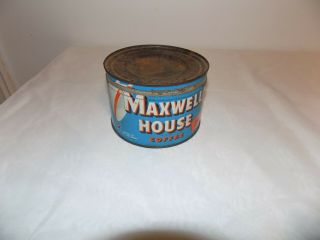 Vtg Maxwell House Coffee Can One Pound Tin Usa Orange Blue No Dents Old
