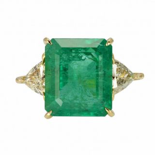 Art Deco Vintage Green 8.  25 Ct Emerald Sapphire Green Antique Wedding Ring Ha - 1