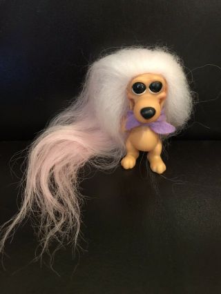 Vintage 1960’s Roy Des Of Fla Dog Troll - Baby Pink Hair - Dam Era
