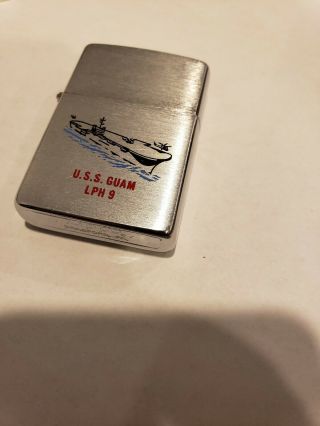 1980 Uss Guam Lph 9 Vintage Zippo Lighter Navy Military Ship Double Sided