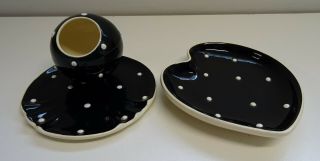 Vintage Diana Pottery Polka Dot Ashtray & Dish