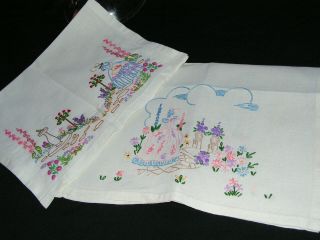 2 B ' FUL VTG RCHLY HAND EMBROIDERED CRINOLINE LADY & COUNTRY GARDEN SMALL CLOTHS 2
