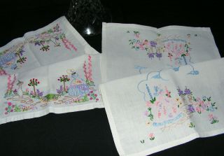 2 B ' FUL VTG RCHLY HAND EMBROIDERED CRINOLINE LADY & COUNTRY GARDEN SMALL CLOTHS 3