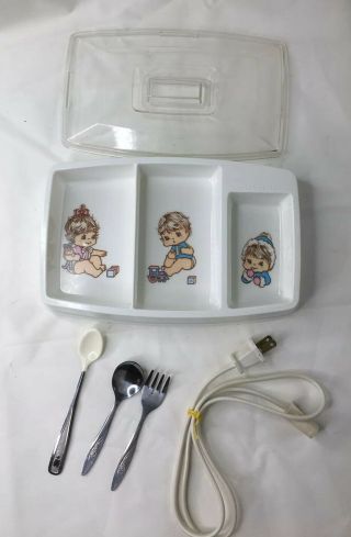 Vintage Gerber Baby Food Electric Warmer W/ Cover & Utensils