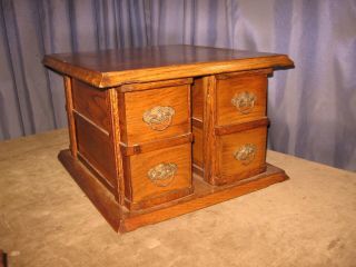Antique Four 4 Drawer Oak Sewing Cabinet From Treadle Sewing Machine