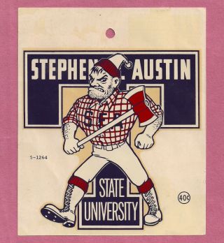 1950’s Stephen F Austin State University Lumberjacks Mascot Decal Wow